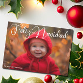 Cartes Pour Fêtes Annuelles Feliz Navidad White Script Photo Noël espagnol