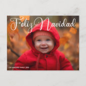 Cartes Pour Fêtes Annuelles Feliz Navidad White Script Photo Noël espagnol (Devant)