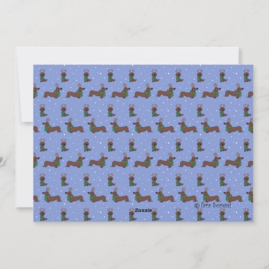 Cartes Pour Fêtes Annuelles Feliz Navidog Dachshund Reindeer Personnaliser la (Dos)