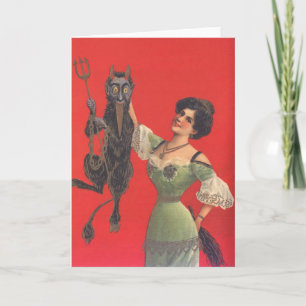 Cartes Pour Fêtes Annuelles Femme attrapée par Krampus