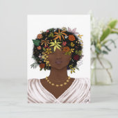 Cartes Pour Fêtes Annuelles Femme avec un afro à fleurs (Debout devant)