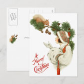 Cartes Pour Fêtes Annuelles Femme Befriends Squirel à l'heure de Noël (Devant / Derrière)