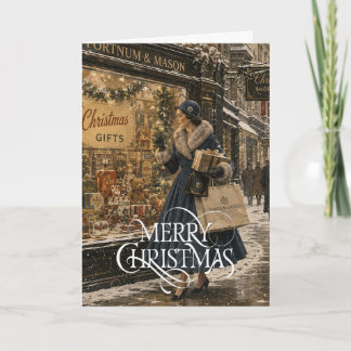 Cartes Pour Fêtes Annuelles Femme de 1950 faisant ses achats de Noël
