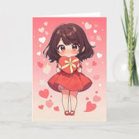 Femme de Chibi Kawaii avec coeur