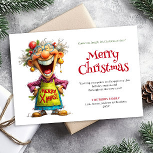 Cartes Pour Fêtes Annuelles Femme de dessin animé fantaisiste Joyeux Noël