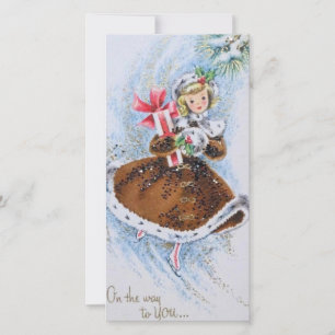 Cartes Pour Fêtes Annuelles Femme de Noël rétro vintage avec présentateurs