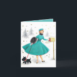 Cartes Pour Fêtes Annuelles Femme de Noël rétro vintage avec Scotty Dog<br><div class="desc">Femme de Noël rétro vintage avec Scotty Dog Carte de vacances. À l'intérieur de cette carte est vide,  vous pouvez la personnaliser comme vous le souhaitez et l'envoyer à votre famille et à vos amis pour la saison des Fêtes.</div>