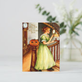 Cartes Pour Fêtes Annuelles Femme et lanterne de Jack O (Debout devant)