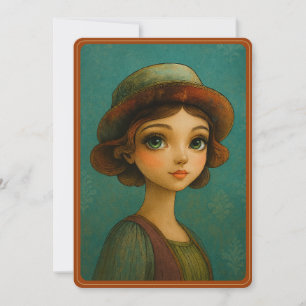 Cartes Pour Fêtes Annuelles Femme jolie rétro anime en chapeau fantaisie vinta