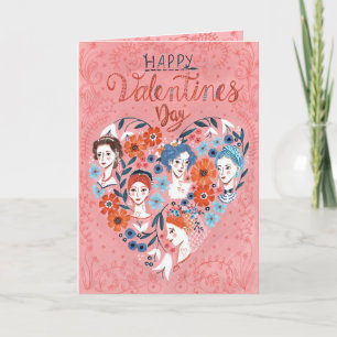 Cartes Pour Fêtes Annuelles Femme mignonne femmes Valentine's day Floral Heart