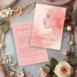 Cartes Pour Fêtes Annuelles Femme minimaliste délicate dans les tons roses