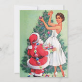 Cartes Pour Fêtes Annuelles Femme Rétro Père Noël Arbre de Noël (Devant)