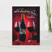 Cartes Pour Fêtes Annuelles Femme Romantique Rose pétales et vin Saint Valenti (Devant)