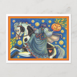 CARTES POUR FÊTES ANNUELLES FEMME SANS TÊTE, SIDESADDLE SUR HALLOWEEN PINTO