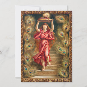 Cartes Pour Fêtes Annuelles Femme tenant lampe avec flamme de la Lampe d'Aladd