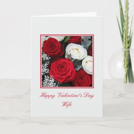 Cartes Pour Fêtes Annuelles Femme Valentine's Day rose rouge et blanc (Devant)