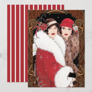 Cartes Pour Fêtes Annuelles Femmes Art déco vintage Noël