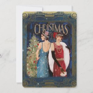 Cartes Pour Fêtes Annuelles Femmes de Noël Art déco vintage