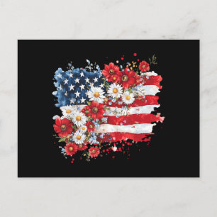 Cartes Pour Fêtes Annuelles Femmes Fête du 4 juillet Fleurs Drapeau américain