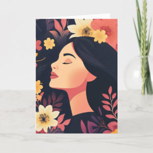 Cartes Pour Fêtes Annuelles Femmes Fleur Nature Feminine