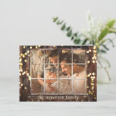 Cartes Pour Fêtes Annuelles Fenêtre neige | Lumières Gold Bokeh avec photo en (Debout devant)