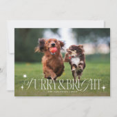 Cartes Pour Fêtes Annuelles Fer et chien brillant Horizontal photo Noël (Devant)