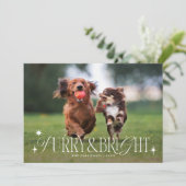 Cartes Pour Fêtes Annuelles Fer et chien brillant Horizontal photo Noël (Debout devant)