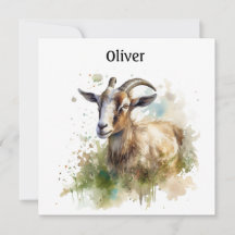 Ferme à l'aquarelle Chèvre, personnalisable