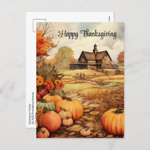 Cartes Pour Fêtes Annuelles Ferme citrouille automne récolte Thanksgiving