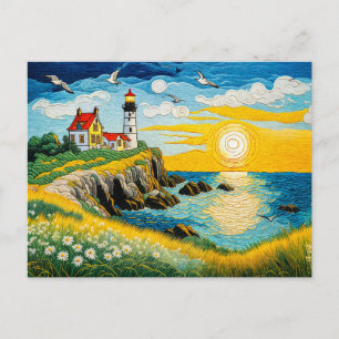 Cartes Pour Fêtes Annuelles Ferme côtière serene au bord de la mer