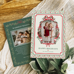 Cartes Pour Fêtes Annuelles Ferme de charme à ruban rouge pour photo de Noël