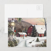 Cartes Pour Fêtes Annuelles Ferme de Noël Vintage (Devant / Derrière)