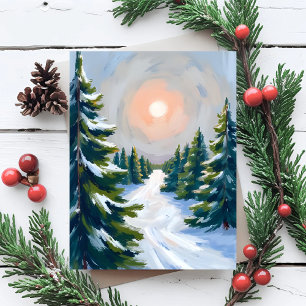 Cartes Pour Fêtes Annuelles Ferme de sapins de Noël aquarelle