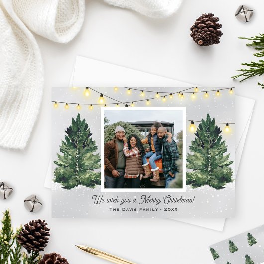 Cartes Pour Fêtes Annuelles Ferme de sapins de Noël pour photo de famille rust