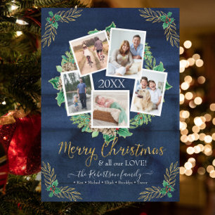 Cartes Pour Fêtes Annuelles Ferme Photo Wreath Noël Russe Marine Bois