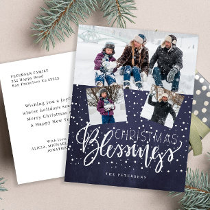Cartes Pour Fêtes Annuelles Ferme rustique bénédictions de Noël 3 photos marin