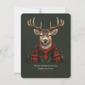 Cartes Pour Fêtes Annuelles Ferme Rustique Plaid Deer Et Vert (Devant)
