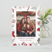 Cartes Pour Fêtes Annuelles Festif aquarelle cadre de Noël Photo (Debout devant)