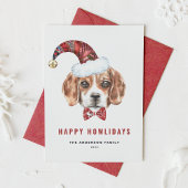 Cartes Pour Fêtes Annuelles Festif Beagle d'aquarelle Père Noël Happy Howliday
