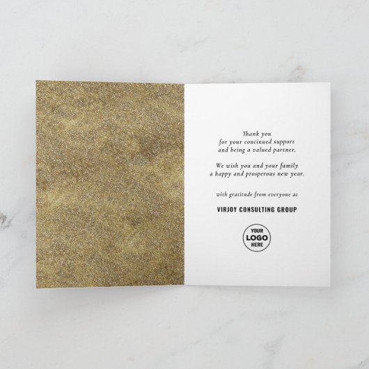 Cartes Pour Fêtes Annuelles Festif Bokeh Gold Confetti Élégant Black Business (Intérieur)