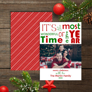 Cartes Pour Fêtes Annuelles Festif Cheerful Red Green Photo de Noël