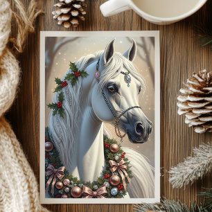 Cartes Pour Fêtes Annuelles Festif Cheval Blanc Personnalisé Noël