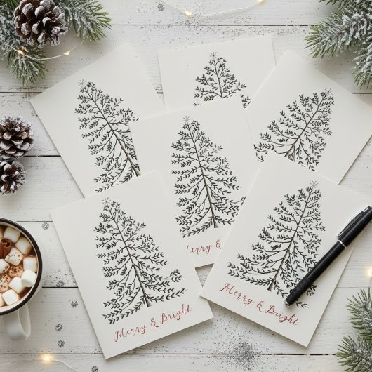 Cartes Pour Fêtes Annuelles Festif de crème Joyeux arbre d'hiver de Noël