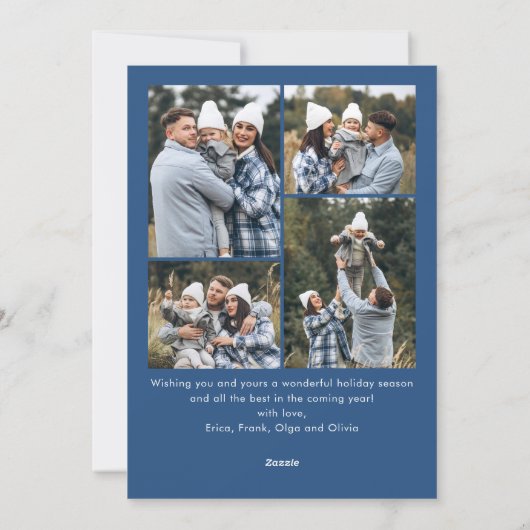 Cartes Pour Fêtes Annuelles Festif Dusty Blue Christmas Bow Ribbon 5 Photo (Dos)