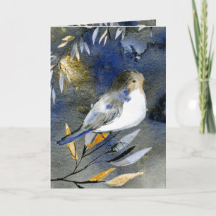 Cartes Pour Fêtes Annuelles Festif Elegant Chickadee Bird Aquarelle Vacances