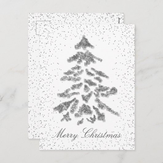 Cartes Pour Fêtes Annuelles Festif Elegant Silver Joyeux Noël (Devant / Derrière)