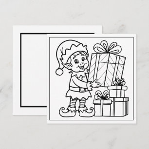 Cartes Pour Fêtes Annuelles Festif elfe colorant Noël