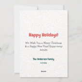 Cartes Pour Fêtes Annuelles Festif Floral Wreath Green Photo Noël (Dos)