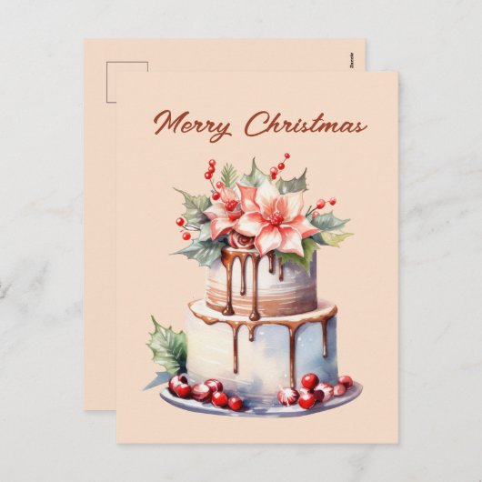 Cartes Pour Fêtes Annuelles Festif gâteau elf de Noël ajouter du texte (Devant / Derrière)