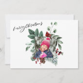 Cartes Pour Fêtes Annuelles Festif Green Foliage Eucalyptus Red Cardinal Bird (Devant)